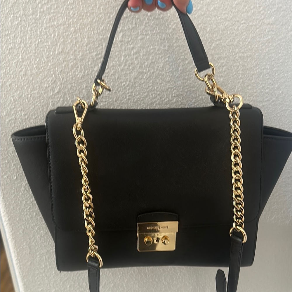 Michael Kors Black Handbag with Gold Accents